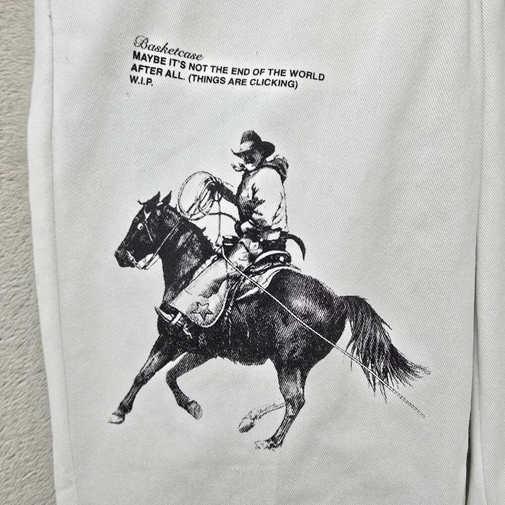 Dickies X Basketcase Gallery 874 Work Pants Mens 28x28 White Cowboy Horse